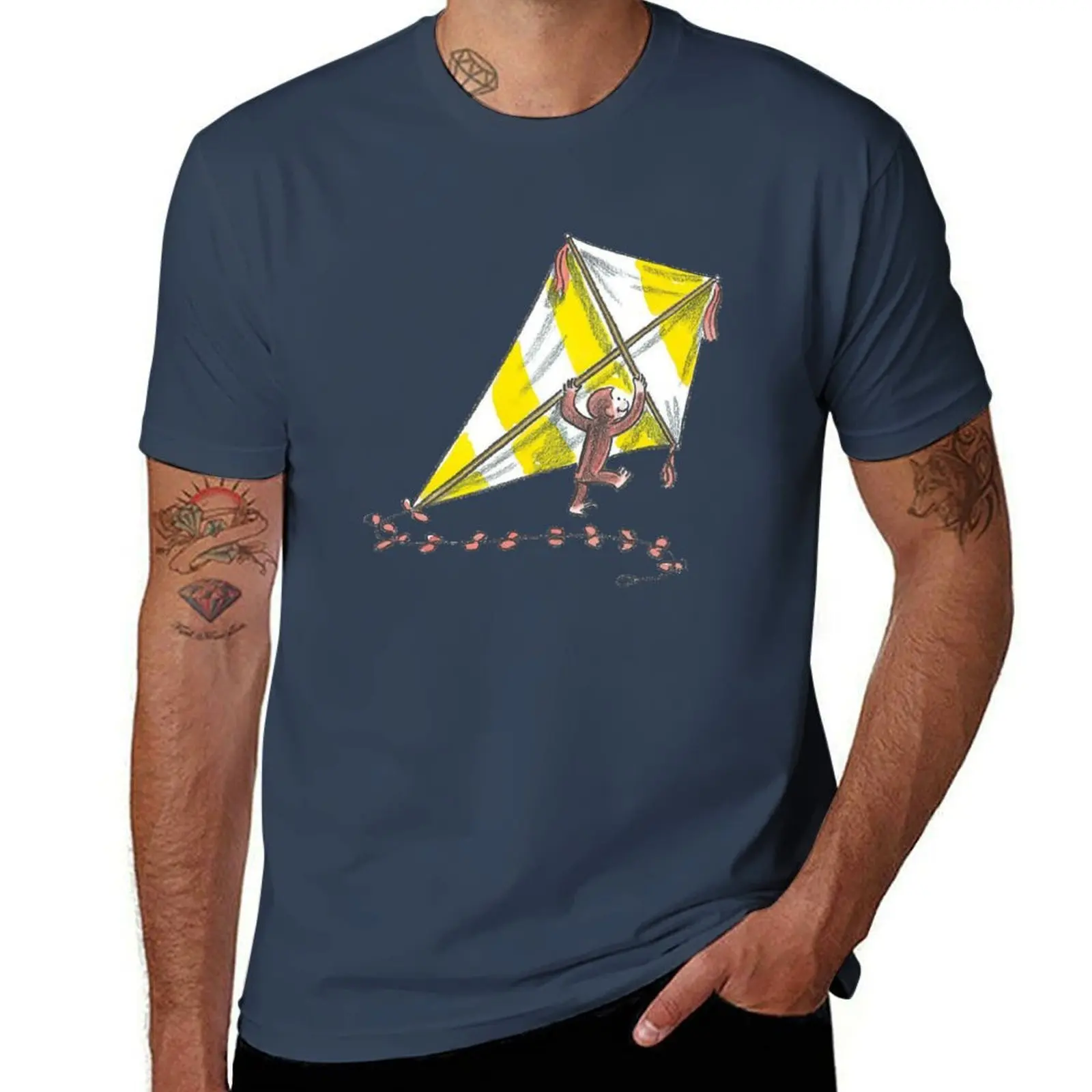 

Curious George with a kyte . T-Shirt Abstract Pattern Print Top