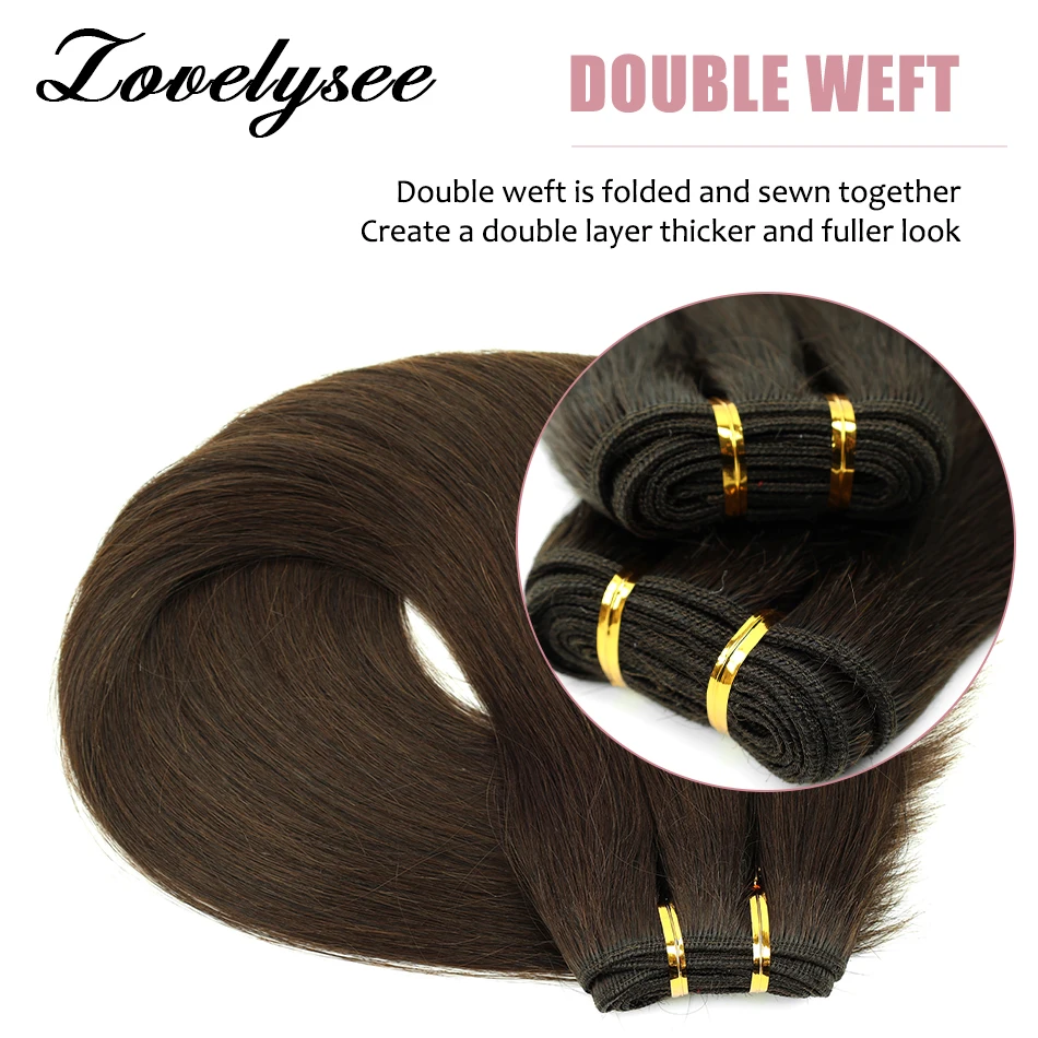 Lovelysee شعر طبيعي مفرود نسج لحمة 12-24 بوصة حزم الشعر خياطة في لحمة للنساء الشعر Dyeable ريمي الشعر البشري