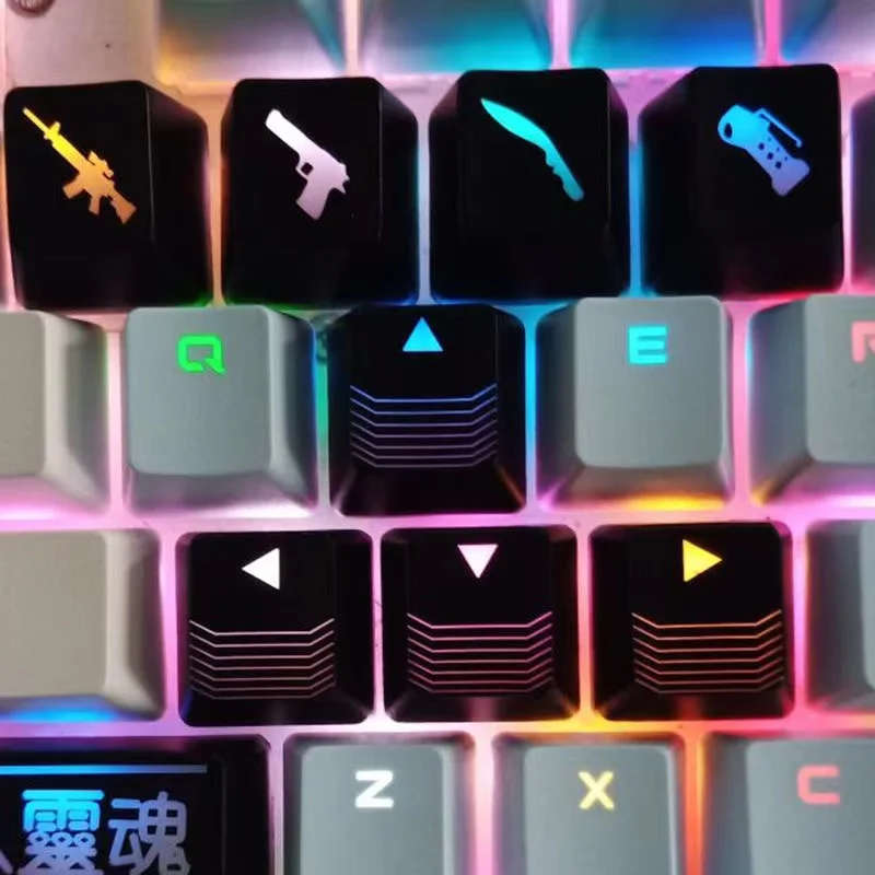 New WASD Arrow Gaming Keycaps OEM Backlit Gamer ABS 4 Key Personality Black Red Keycap for CSGO MX Switch Mechanical Keyboard