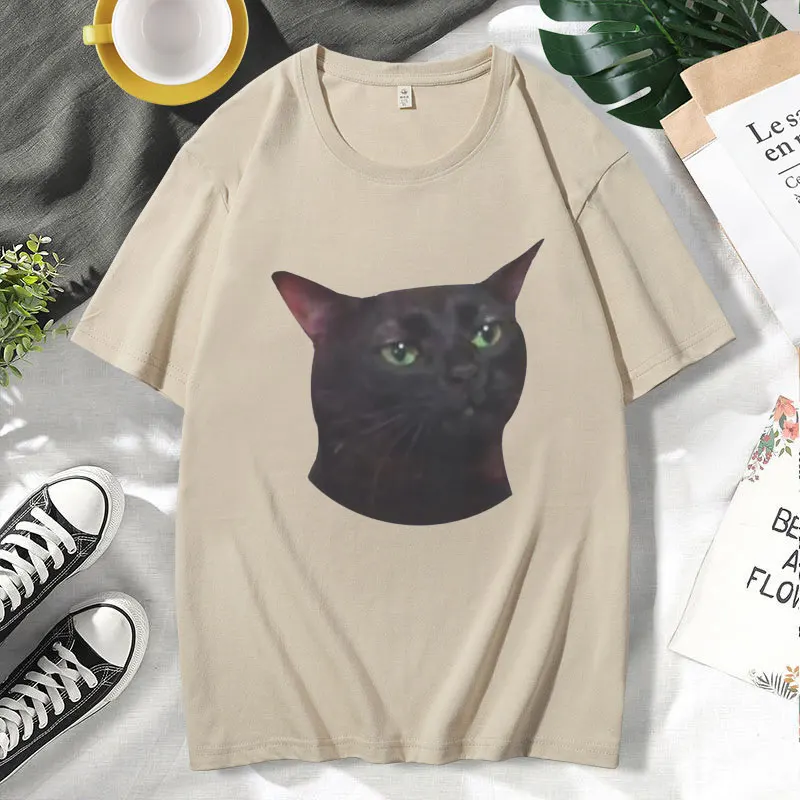 Zoned Out Cat Meme T-Shirt Men Women Clothes Summer Fashion Oversized Short Sleeves T Shirt Aesthetic Funny T Shirt Streetwear