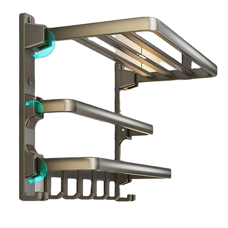 

Алюминиевая складная настенная вешалка для полотенец без перфорации, экономящая пространство, для ванной комнаты и туалета