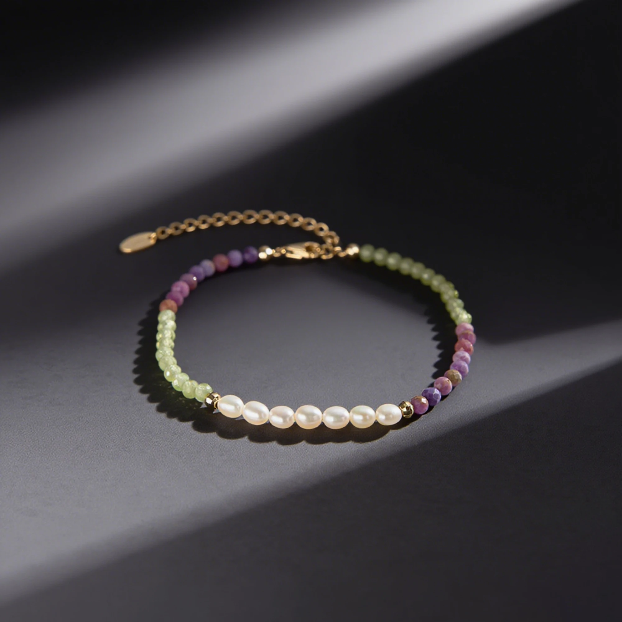 

EFFIE QUEEN 14K Gold Natural Freshwater Pearl Bracelet Purple Mica Decoration S925 Silver Bracelet For Women Jewelry Gift MPB09