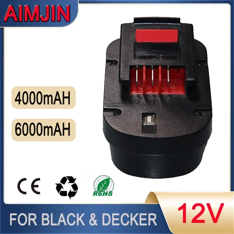 12V 4000mah/6000mah Rechargeable Battery for Black&Decker A12 A12EX FSB12 FS120B A1712 HP12K HP12 Replacement Drill Battery