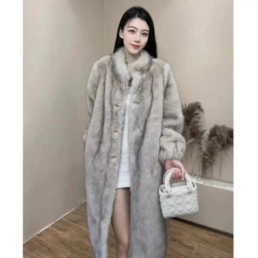 مصمم السيدات منتصف طول معطف الفراء ملابس خارجية عصرية عصرية المليونير معركة درع نمط المرأة معطف طويل #5