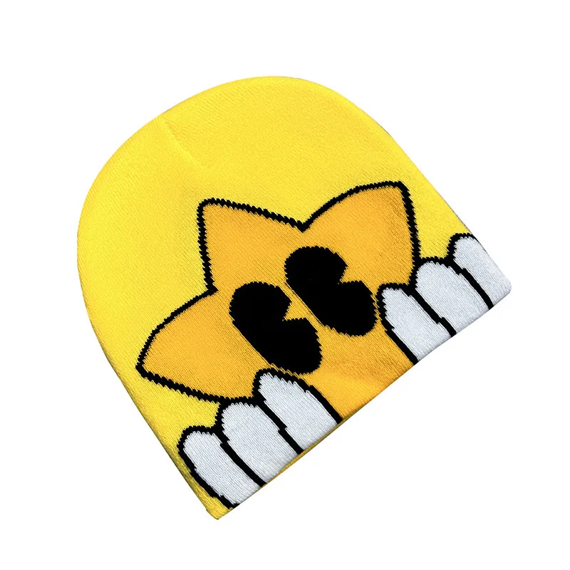 Cartoon Cute Five-pointed Star Knitted Hats Autumn and Winter New Hip Hop Warm Ins Color Block Versatile Street Fashion Beanies