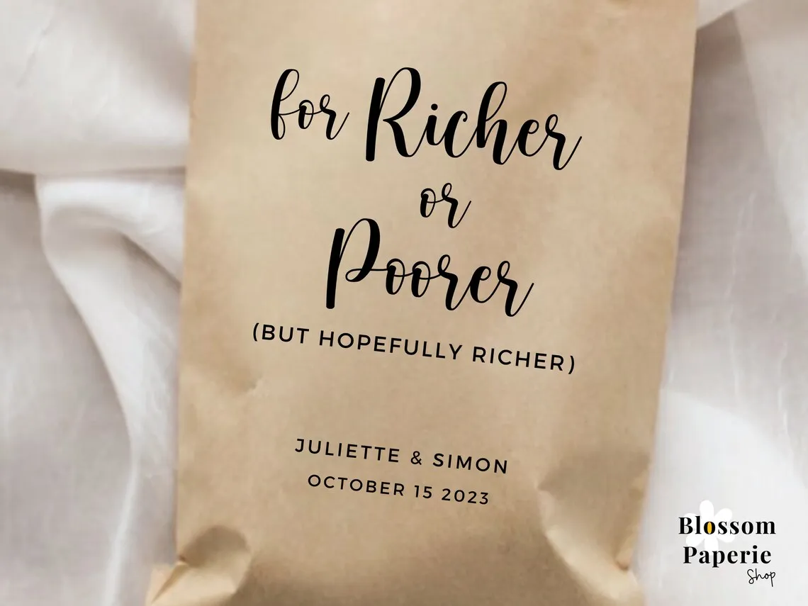 For Richer or Poorer Favor Bag Wedding Lottery Ticket Favors Bag Wedding Scratchers Favor Bag Wedding Lotto Ticket Lottery Favor