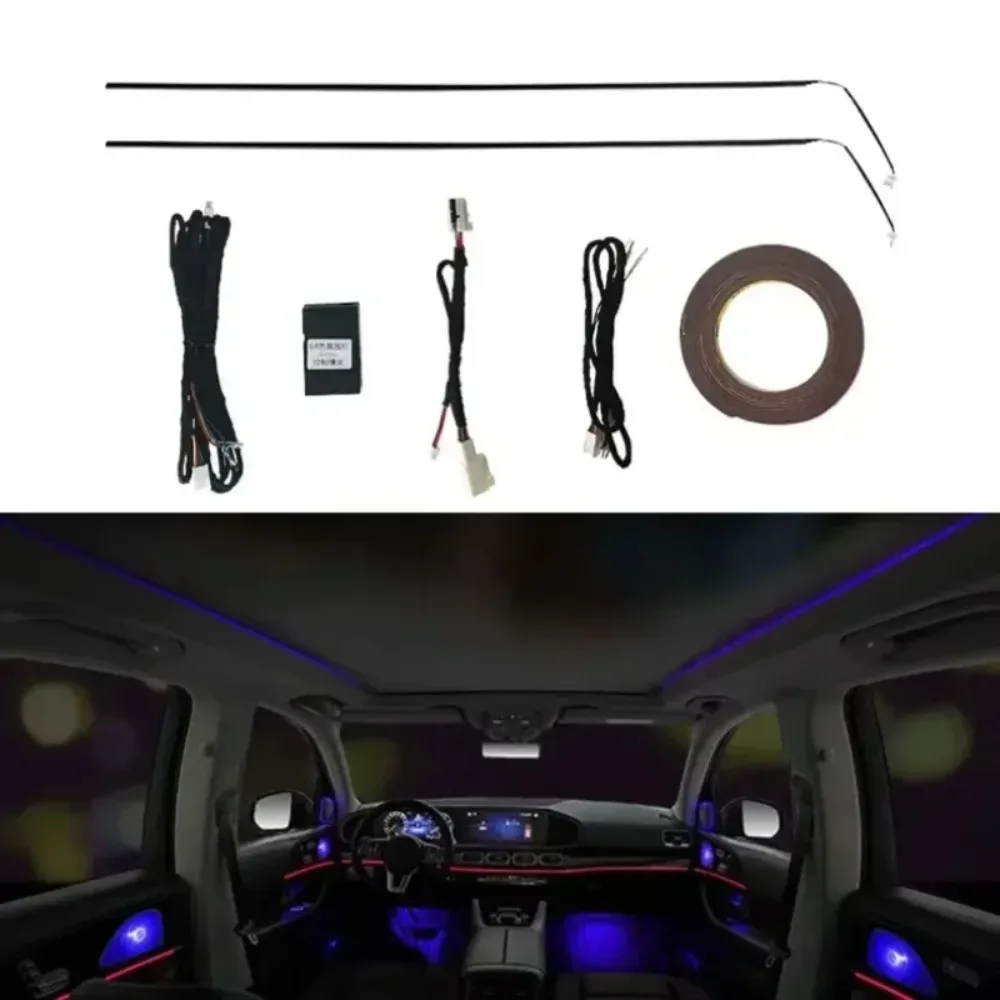 For Mercedes-Benz GLE GLS W167 X167 Sunceiling Panoramic Roof Light  64 Color LED Ambient Atmosphere Light Kit  Romantic Style