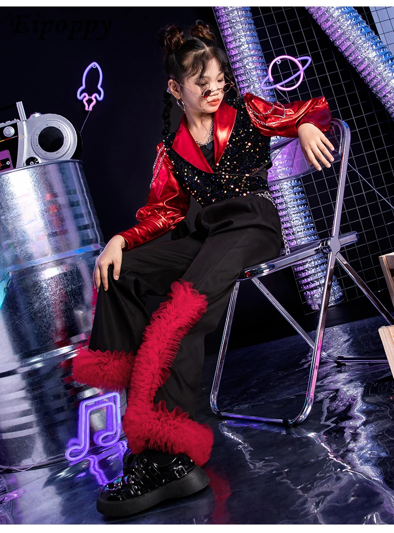 بدلة زي الشارع المقلية للأطفال ، أزياء الجاز العصرية للفتيات ، ملابس رائعة