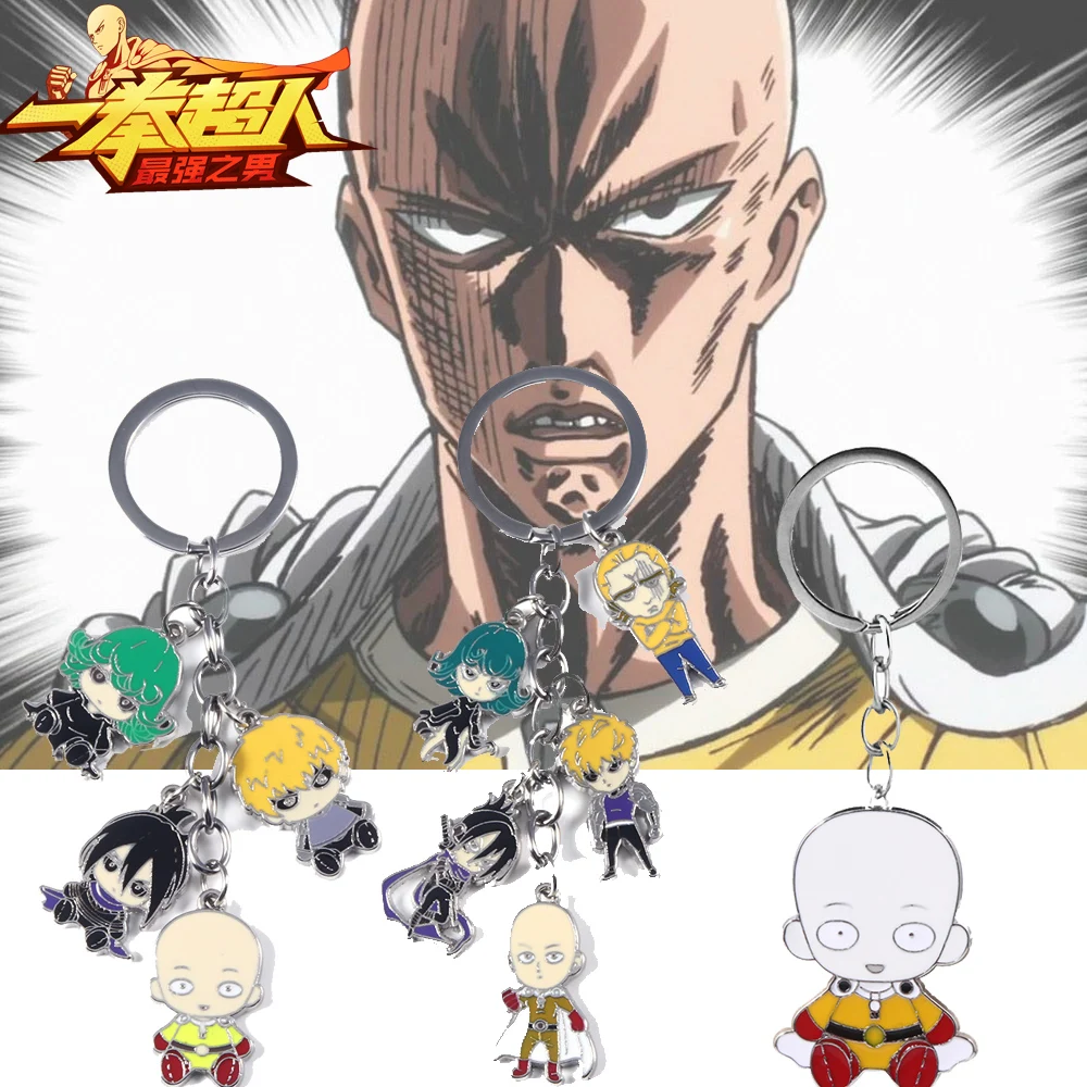 Cartoon One Punch Man keychain The Cape Bald Monk Q Character Pendant Keyring for Women Men Bag Car Accessories Gifts