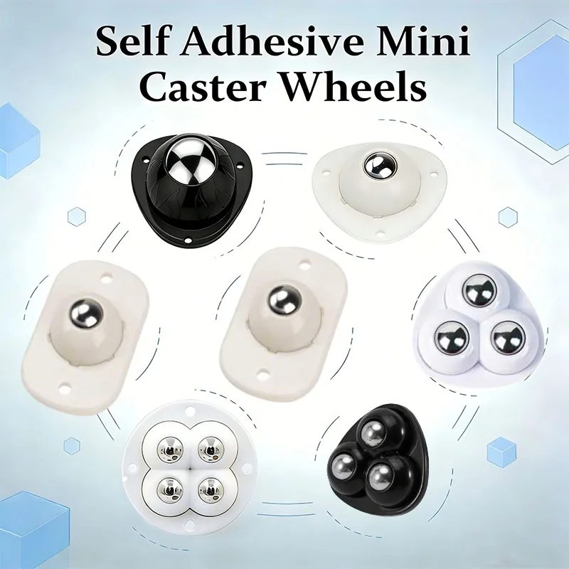 4/12/20Pcs Wheels Stainless Steel Self Adhesive Caster Mini Swivel  360 Degree Rotation Pulley Furniture Storage Box