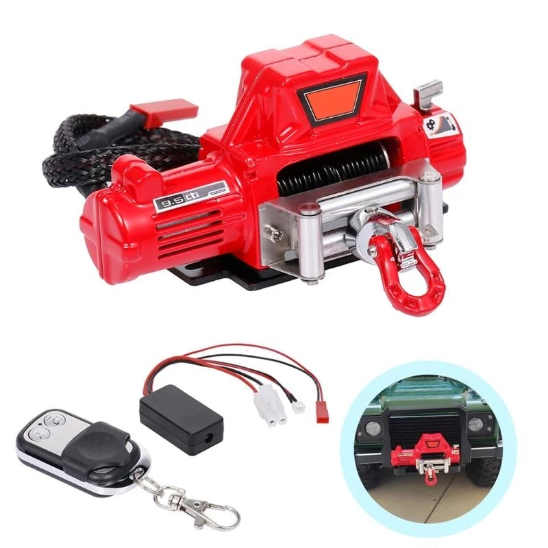 

54DA 1/10 RC Metal Winch Remote Control System Set for w/ Wireless Controller Receiver for Axial SCX10 D90 RC Model Craw