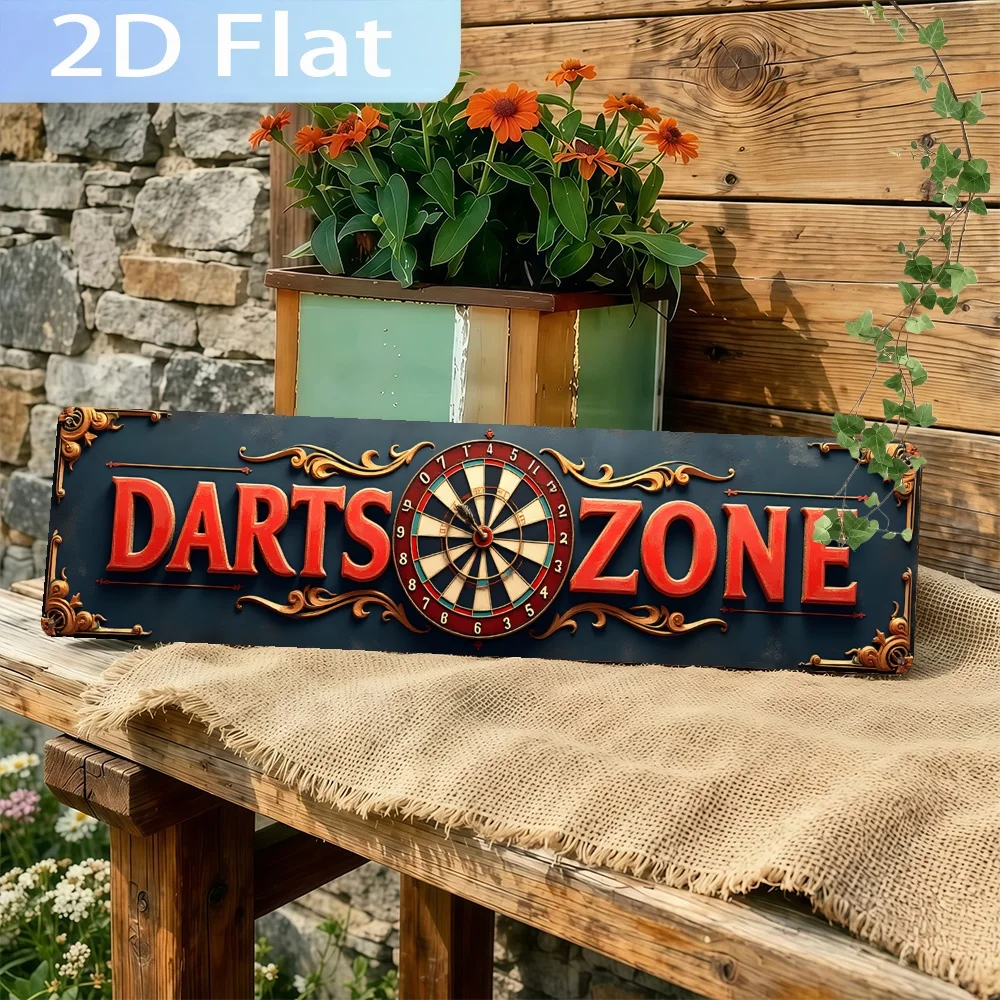 Darts Zone Aluminium-Metallschild, Vintage-Spielzimmer-Bar-Wanddekor-Plakette