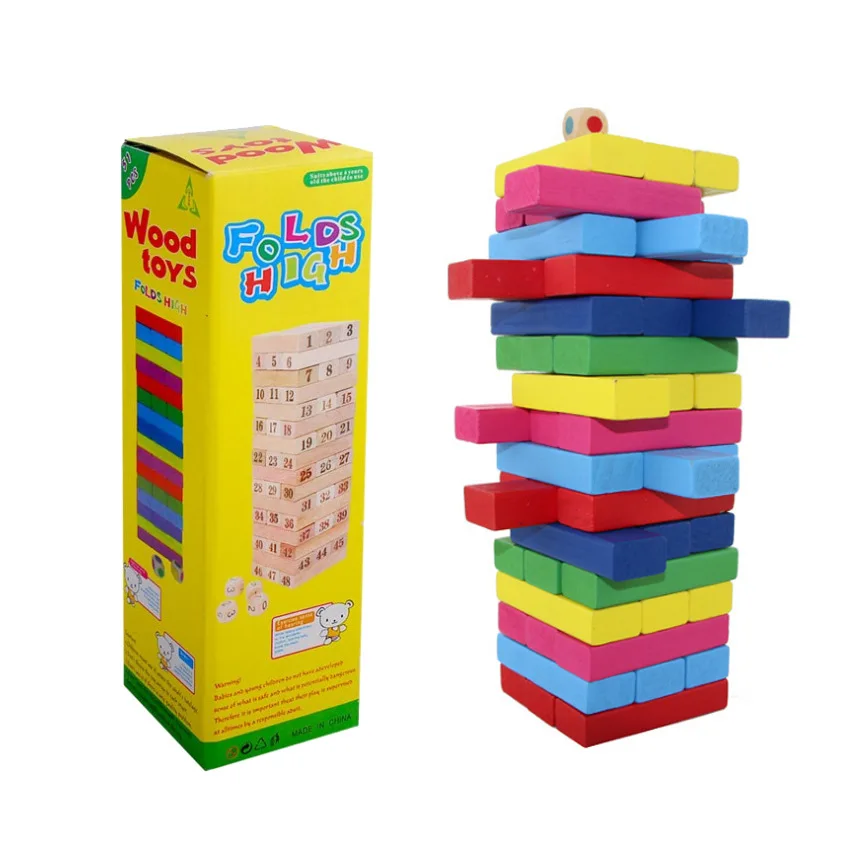 Colorful Block Balance Game Puzzle Toy Wooden Dominoes for Family Gatherings Children's and Adult Toys Stacked Tower Board Game