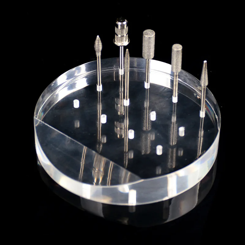 Transparent Acrylic Nail Drill Bits Box 12 Holes Bit Brush Plastic Storage Box Holder Manicure Display Manicure Tools