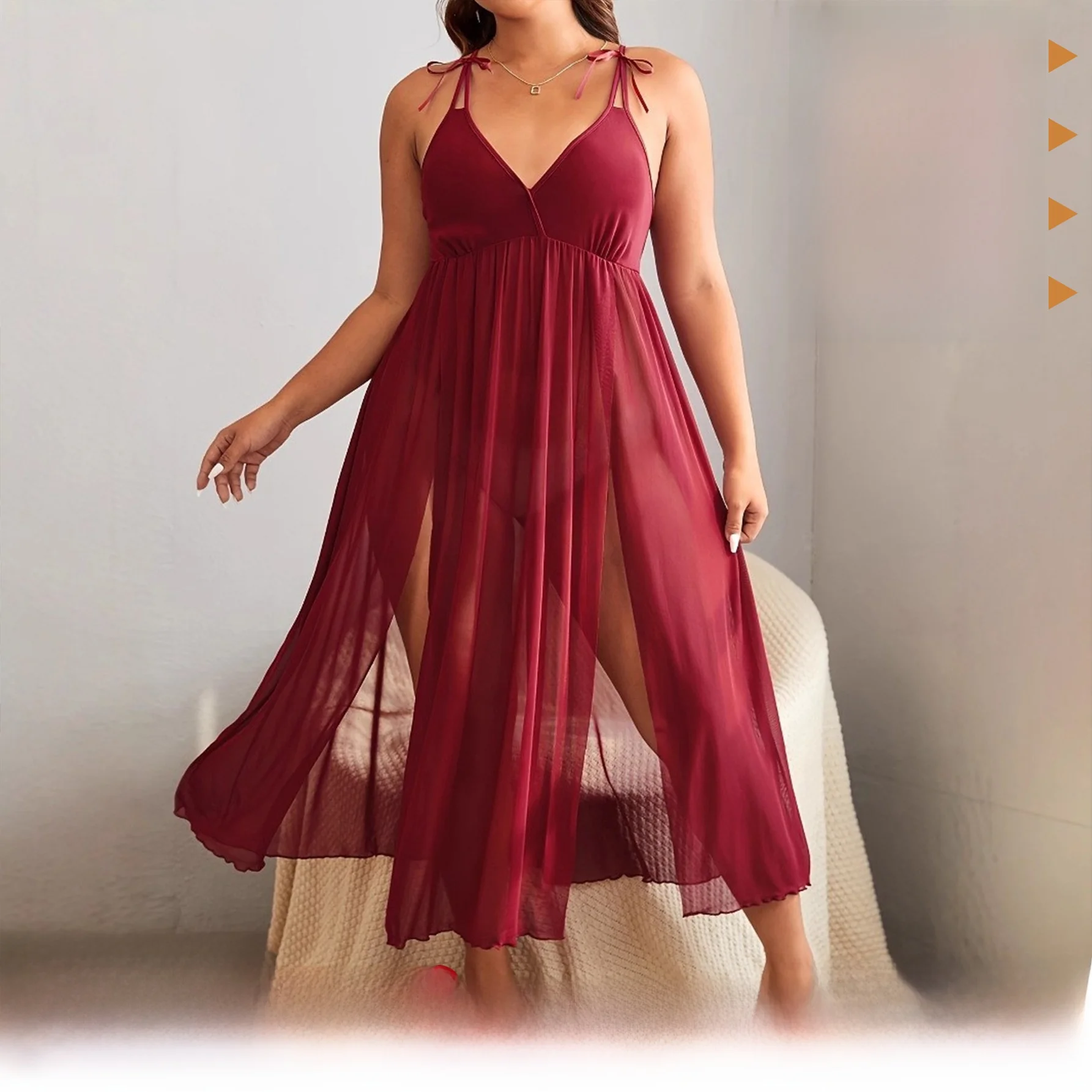 

Сексуальный кружевной халат Pure Desire, женская модная ночная рубашка с простым цветным ремешком, привлекательная ночная рубашка из полиэфирного волокна со средней талией