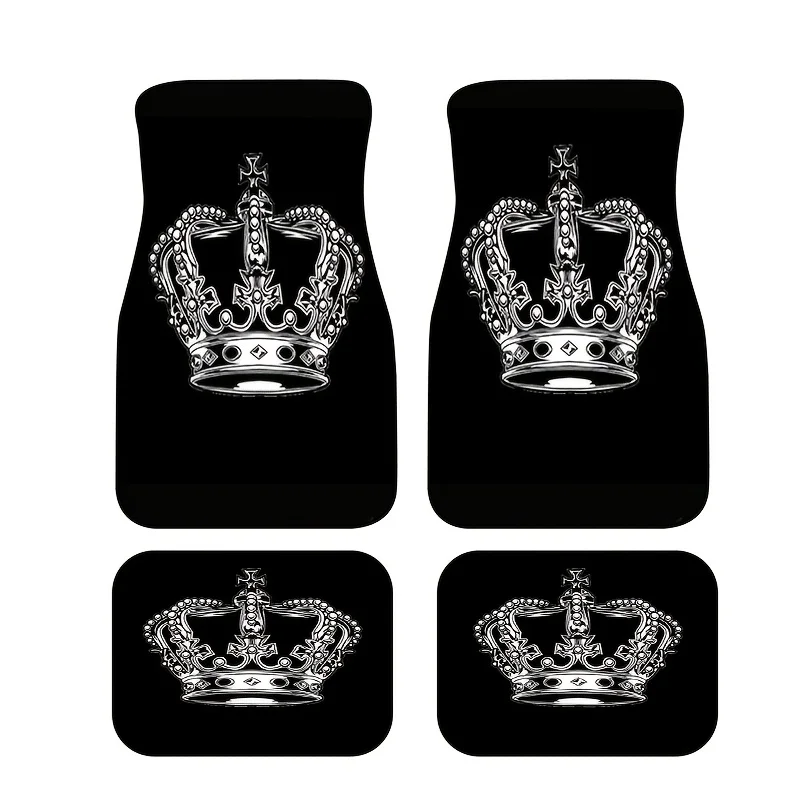 4pcs Suitable For All Car Models, Diamond Crown Pattern Car Mats Available For Selection, All-Season Car Floor Mats With Non-Sli