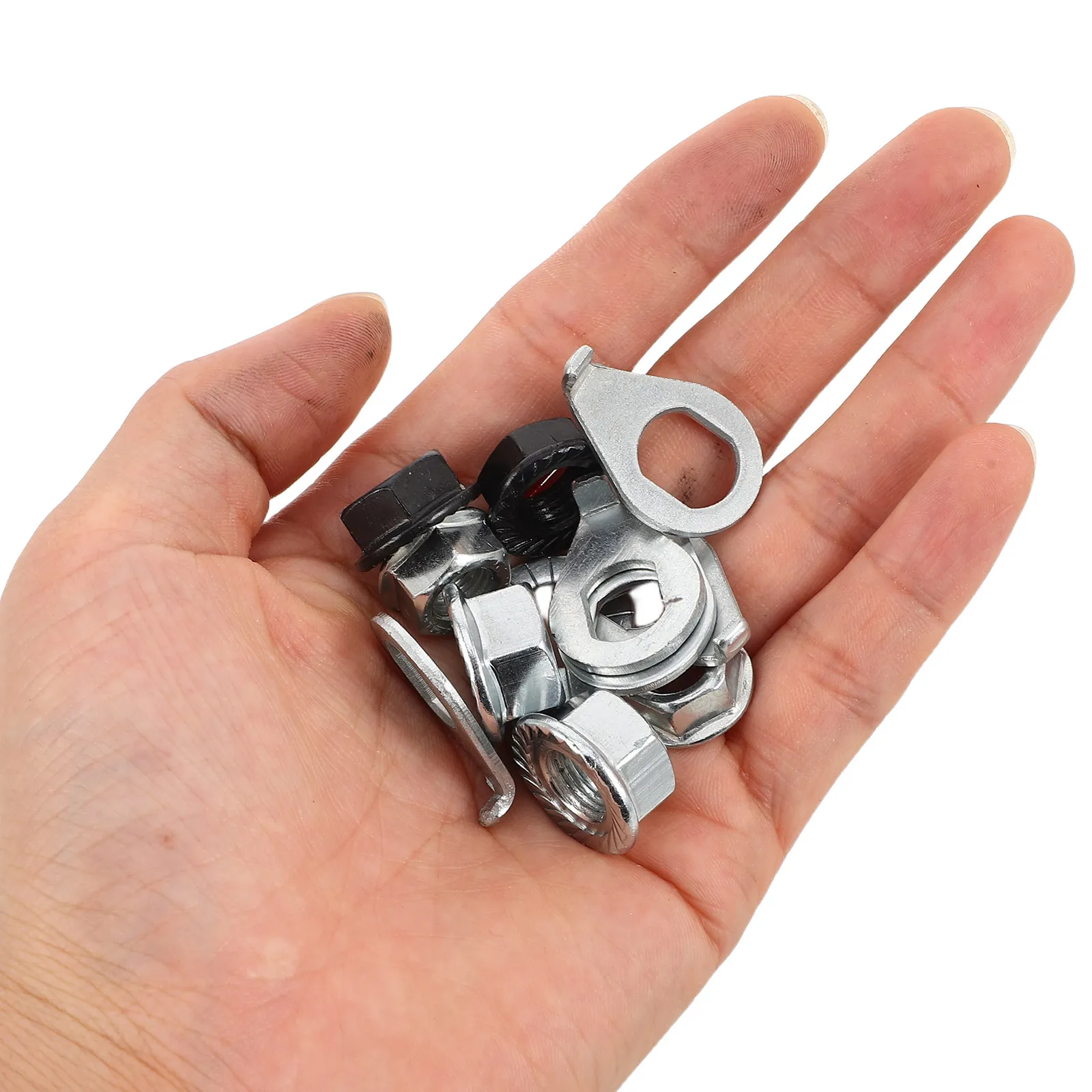 1 Set Bike Nuts and Safety Washers M8 M9.5 M10 Replacement Bicycle Wheel Nuts Anti-Rotation Tab Washer for Mountain Road Bicycle