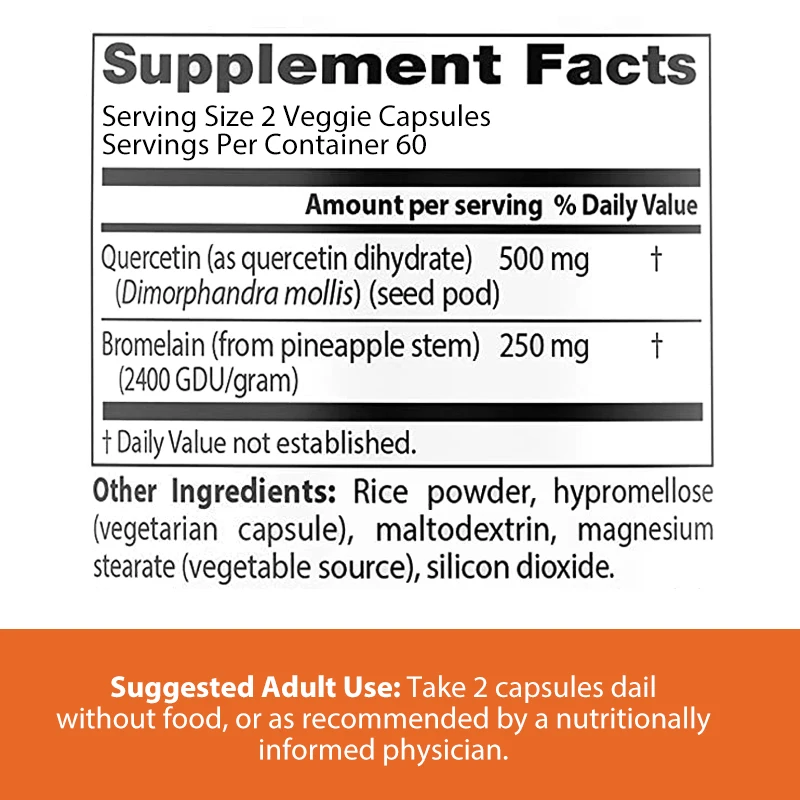 ธรรมชาติ quercetin bromelain-สนับสนุนภูมิคุ้มกันและสุขภาพหัวใจส่งเสริม Comfort ข้อต่อ