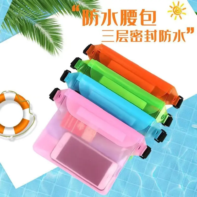 7 Inch Waterproof Dry Bag, Transparent PVC Phone Pouch with Waist Belt, Swimming Pool Snorkeling Bag for iPhone Android