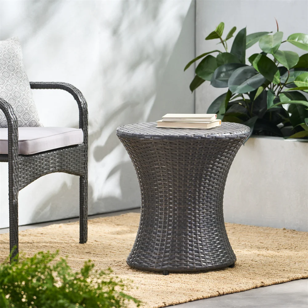 Outdoor Coffee Table Wicker Patio Side Table Wicker Hourglass Side Table Water Hyacinth Wicker Table For Patio Garden