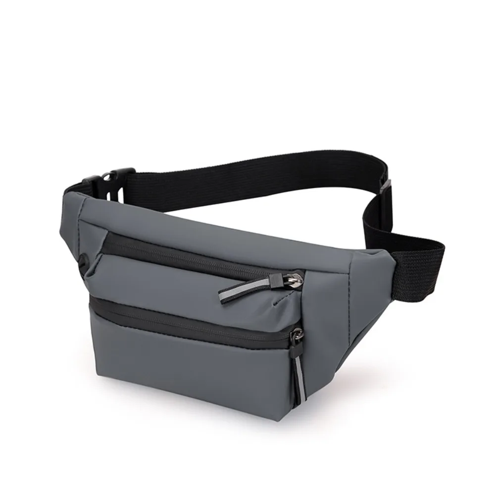 

New PU Nylon Waist Bag Black Grey Blue Waterproof Sling Chest Bag Men's Luggage Bags Men Women