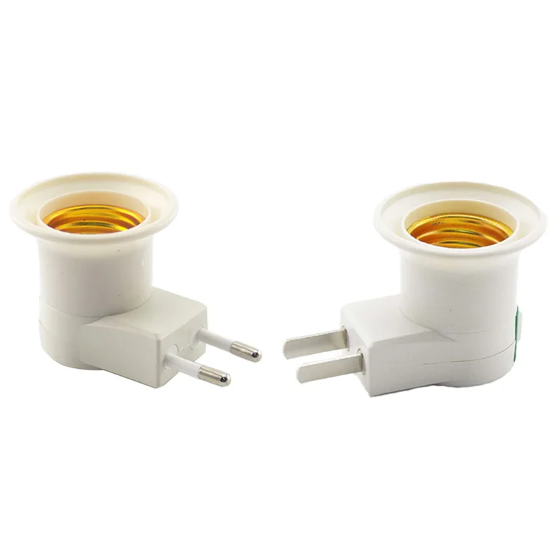 White E27 LED Light Socket To EU/US Plug holder Adapter Converter ON/OFF Switch Bulb Lamp base Socket LED Lamp Adapter Connector