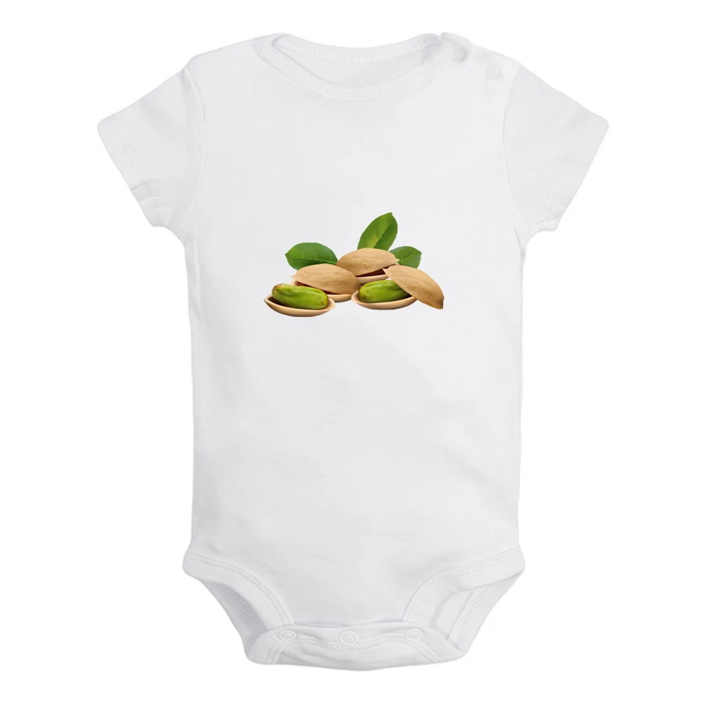 

iDzn New Nut Pistachio Printed Graphic Cute Baby Rompers Boys Girls Short Sleeves Bodysuit 0-12M Infant Jumpsuit Kids Clothes