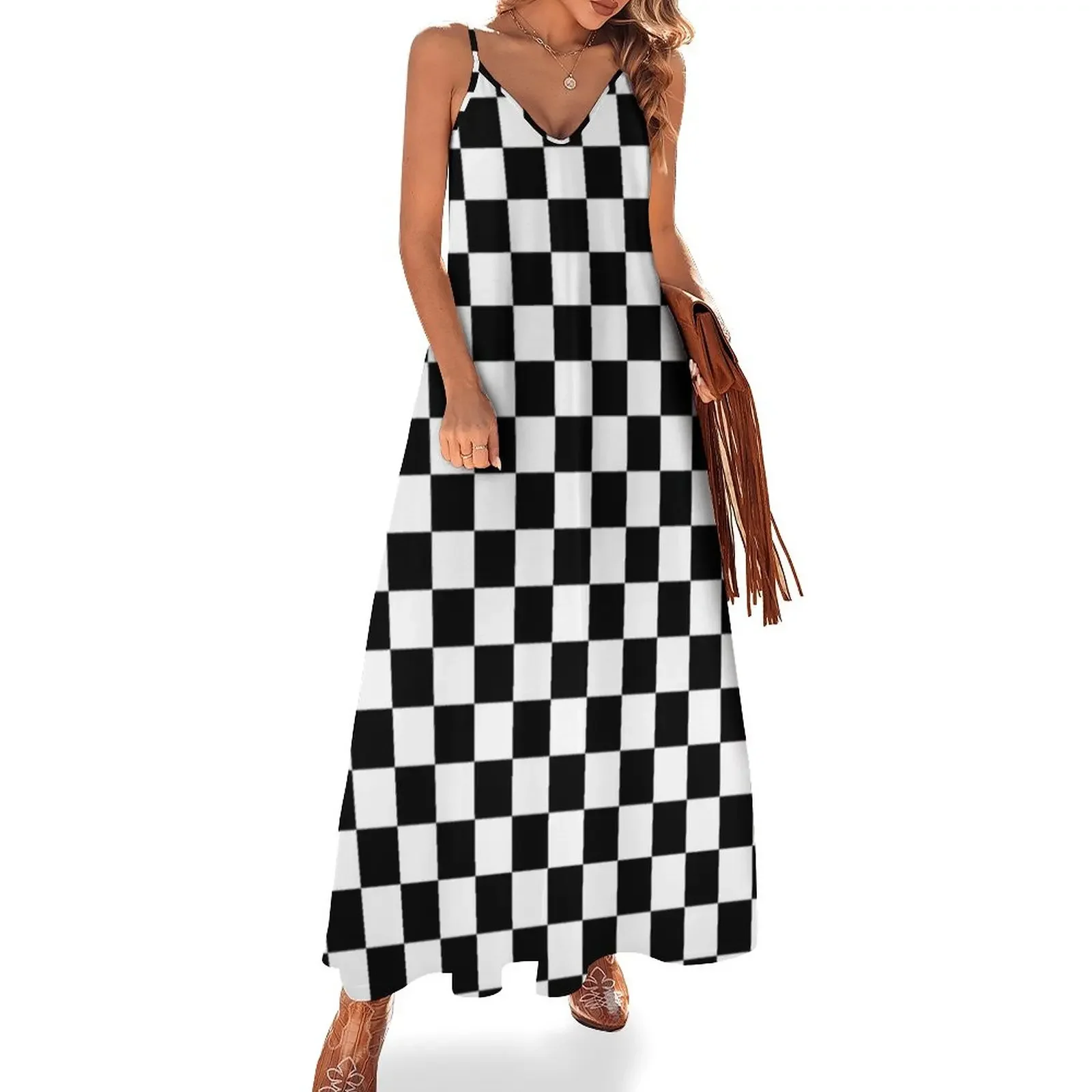 

Checkered Flag Pattern Sleeveless Dress dress for women 2025 Woman clothing Dress