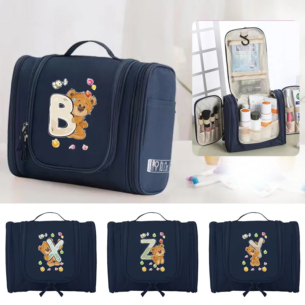 

Cosmetic Bag for Makeup Organizer Functional Hanging Cosmetic Bags Travel Large Capacity Handbag Bear Letter Series 2024 New