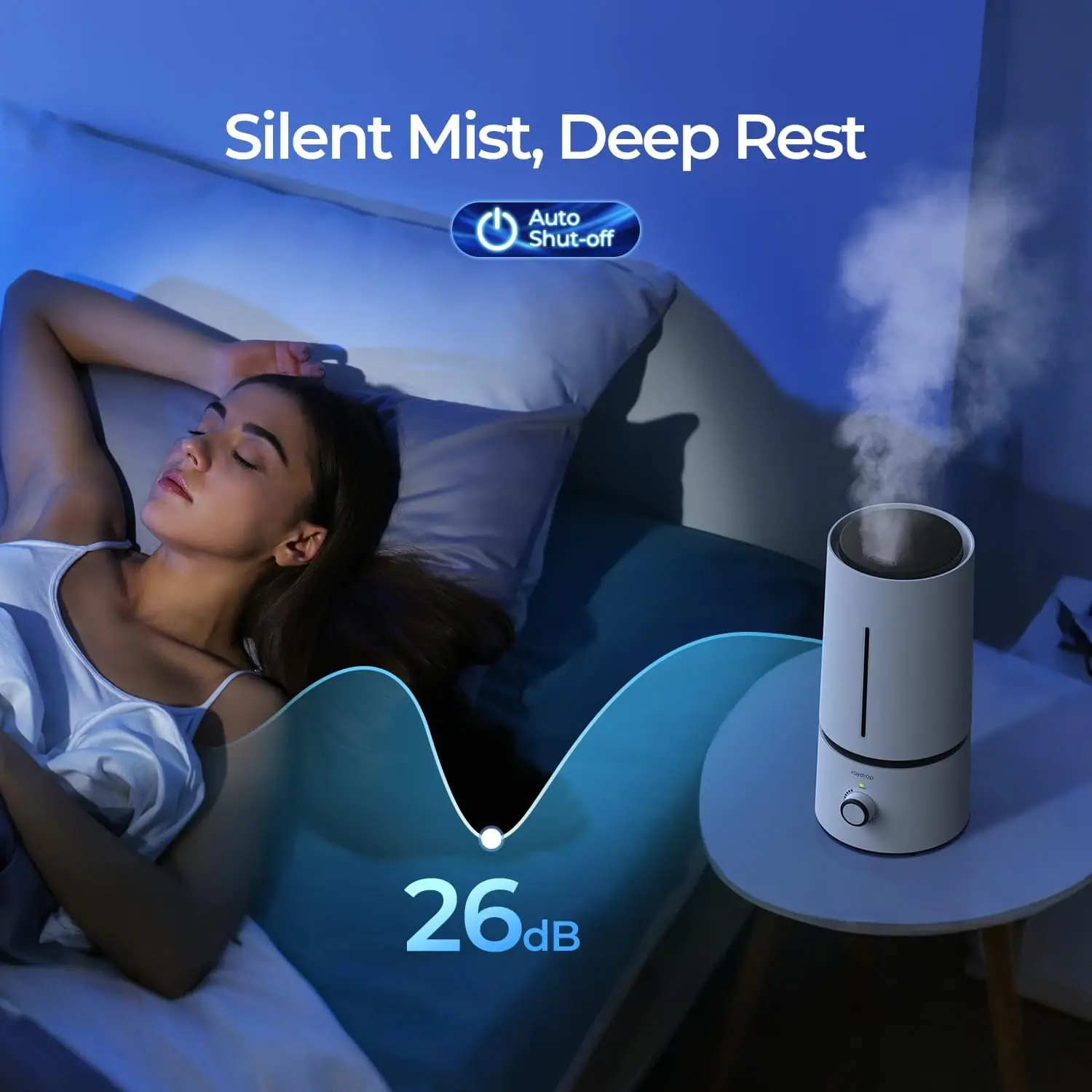 مرطب رذاذ بارد للطفل، مرطب فائق هادئ 1.7 لتر، إيقاف تلقائي، صغير لمنضدة غرفة النوم