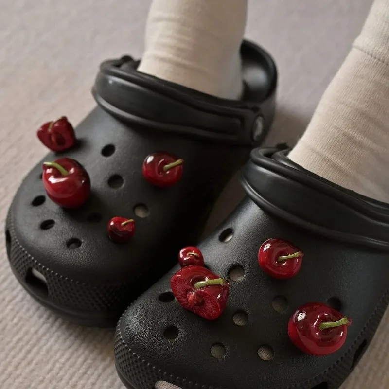 3D Cherry Hole Shoe Charms Korean Style Simulation Flower DIY Decor Accessories for Clogs Sandals Cute Gift Decorations