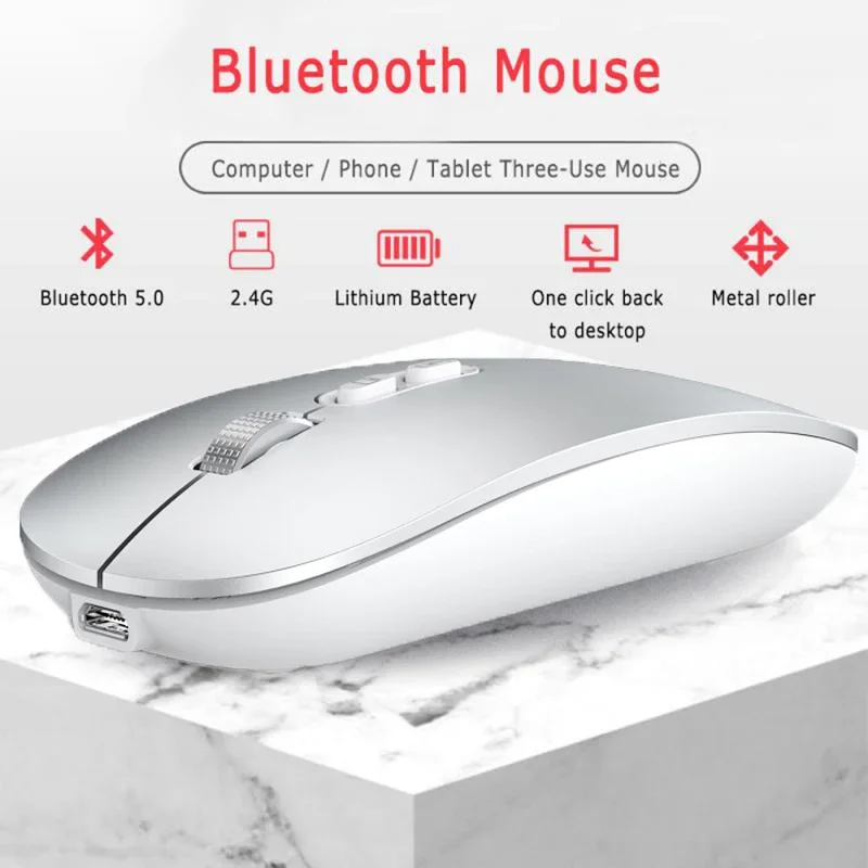 

Type-C Wireless Mouse Computer Bluetooth Mouse Silent PC Mause Rechargeable Ergonomic Mouse 2.4G USB Optical Mice For Laptop PC