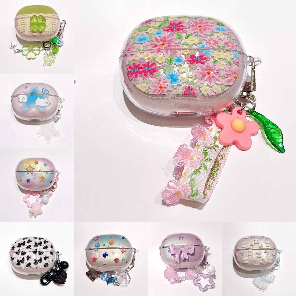 Cute Floral Cartoon Clear TPU Case For Honor Clip 2 LCHSE Clip2 Wireless Earphones Protective Cover Shockproof Headphone cover