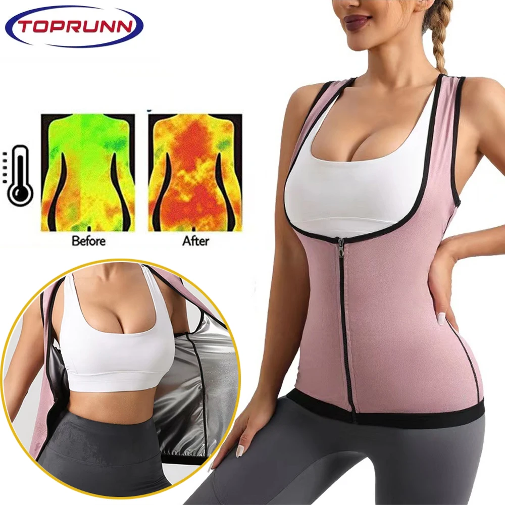 

Women Sauna Shaper Vest Thermo Sweat Shapewear Tank Top Slimming Vest Waist Trainer Corset Gym Fitness Hot Workout Zipper Shirt