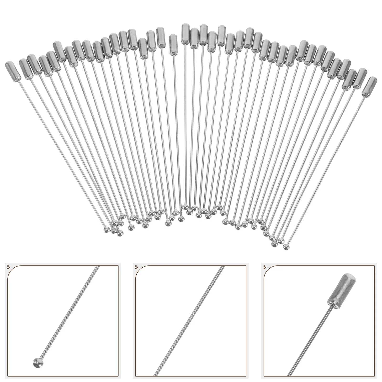 

40Pcs White K Brooch Pins Simple Copper DIY Accessories for Hat Dress Lapel Wedding Party Jewelry Long Pins Earring Accessories