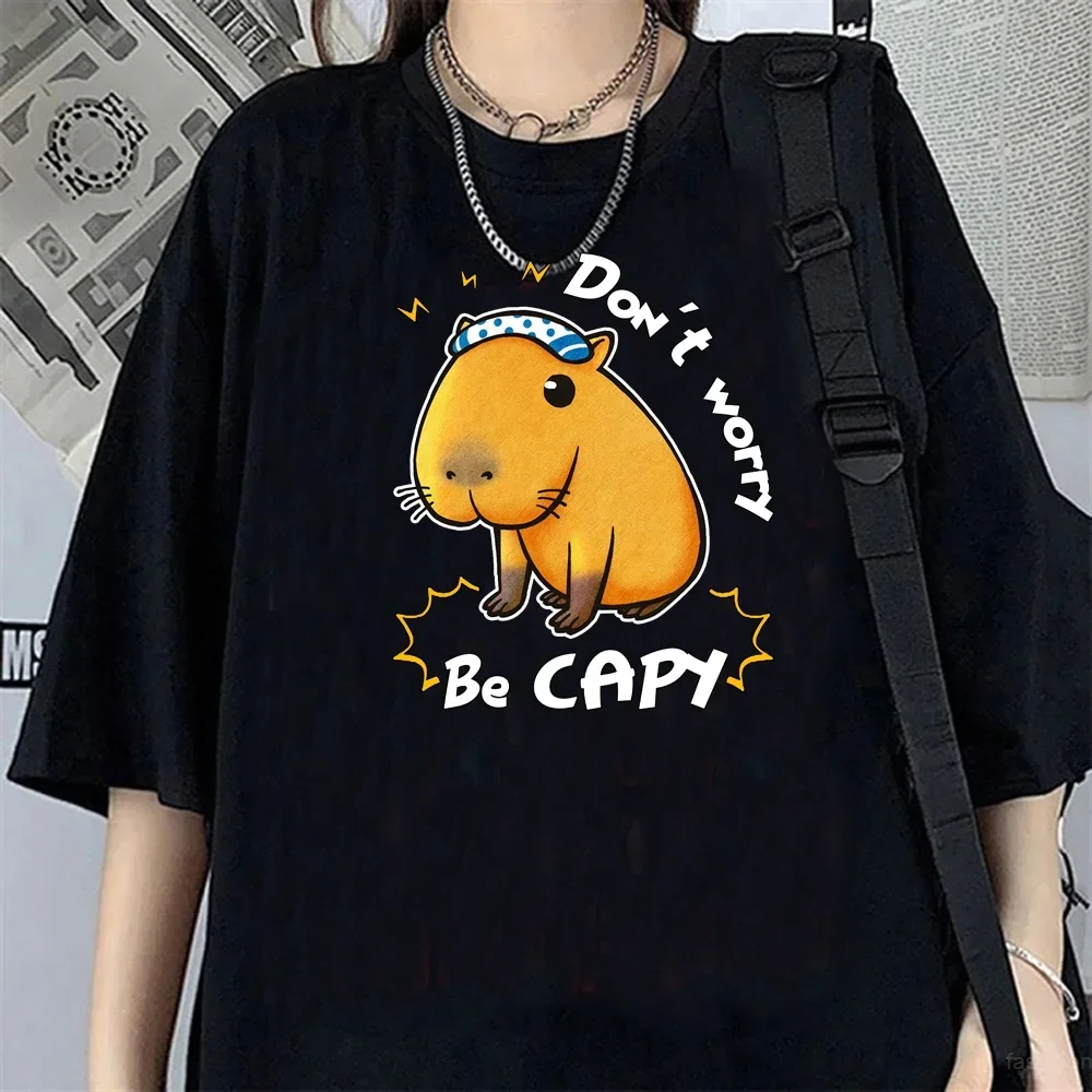 Women T-Shirt Short Sleeve Fashion Anime Capibara Capybara Top Men T-shirts Y2k Clothes Cartoon Graphic T-shirts