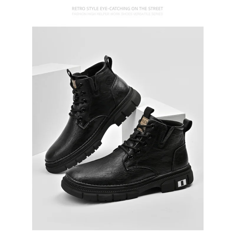 Stivali da lavoro per alpinismo all'aperto da uomo: 2025 nuovi grandi stivali gialli, scarpa da lavoro durevole in stile britannico con altezza alta e altezza