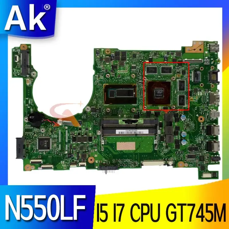 

Для ASUS Q550LF N550L Q550L N550LK N550LV N550LFR N551LF N550LD N550JX Материнская плата N550LF I5 I7 100% рабочая материнская плата