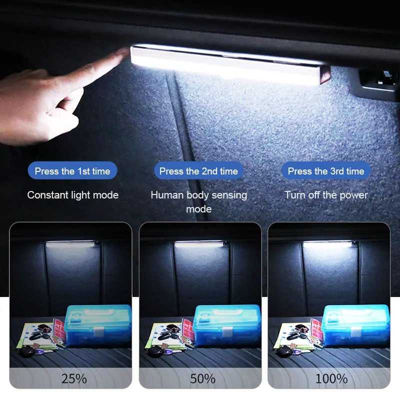 SEAMETAL Night Light Car Roof Led Lamp 3 Modes Wireless Human Body Induction USB Trunk Auto Interior Reading Light Bedroom Lamp