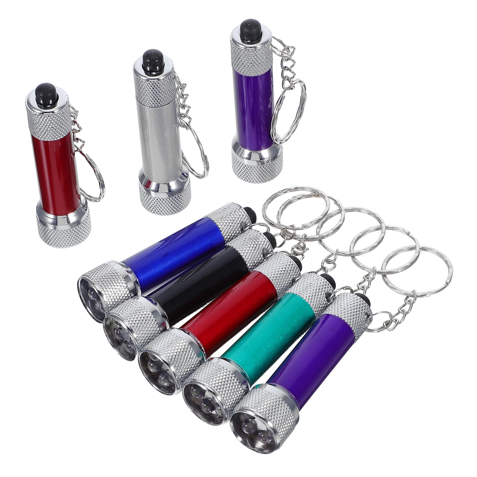 8 szt. Brelok-latarka LED Mini Przenośna Latarka ze Stopu Aluminium do Kempingu, Wędrówek, Survivalu na Zewnątrz, Brelok-latarka LED