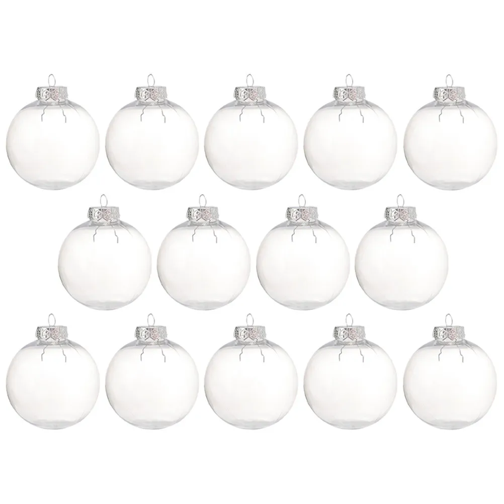 Clear Fillable Christmas Ornaments 15Pcs Transparent Plastic Hanging Balls for Tree Holiday Party Decor