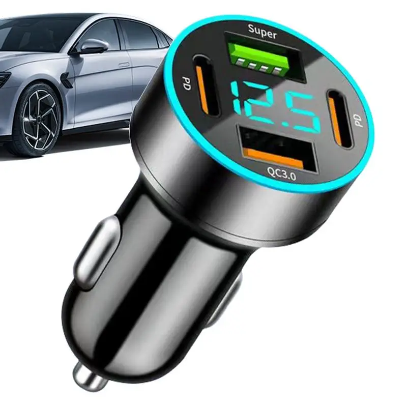 

Car Fast Charger Cell Phone Automobile Chargers For Most Phones And Tablets 4 Ports Car Charger Adapter Fast Charging Vehicle