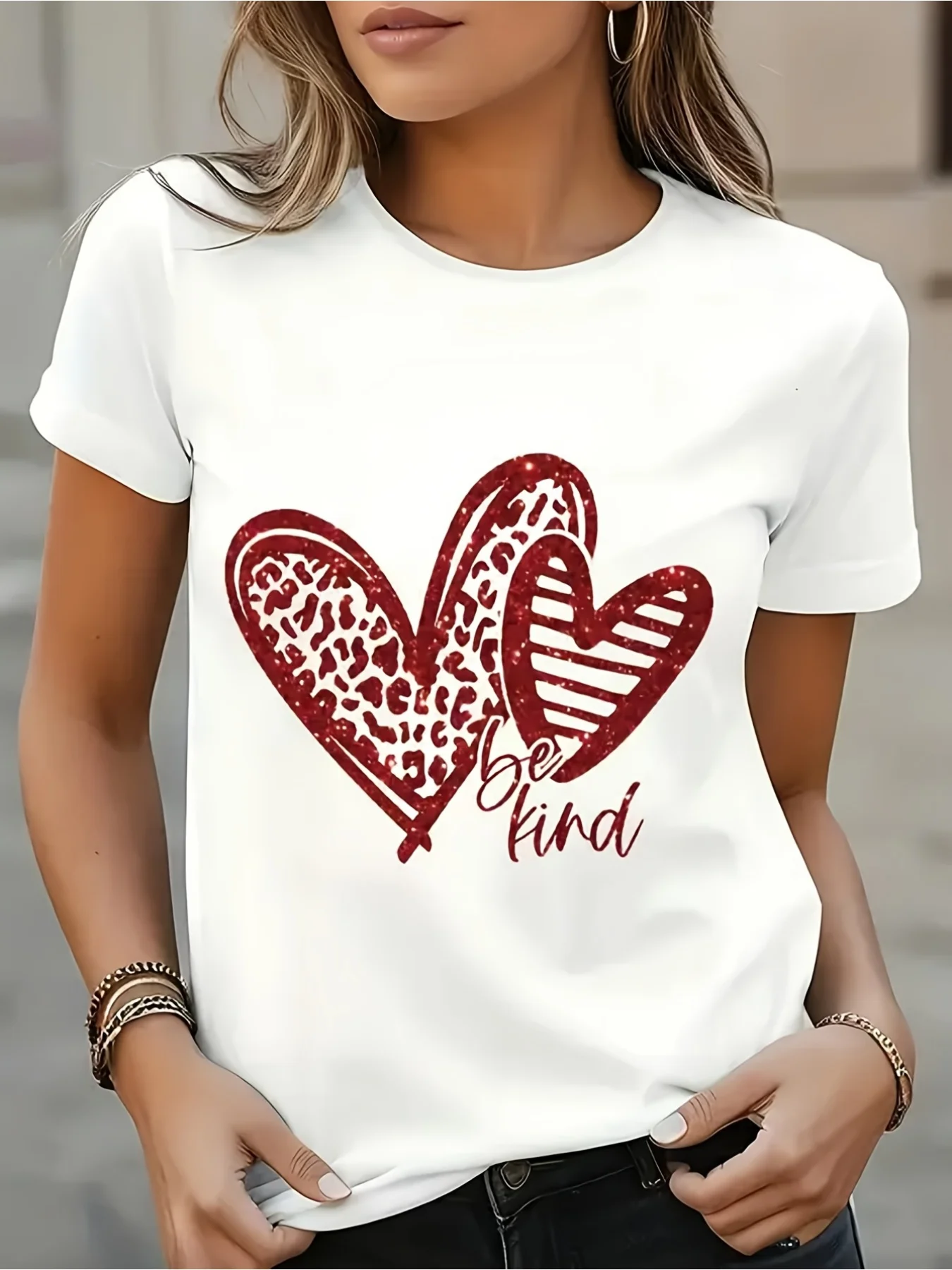 Lady Sleeved Round Neck Trendy and Distinctive Prints Suitable Spring Autumn  Summer Ideal for Leisure Travel Aesthetic Clothes