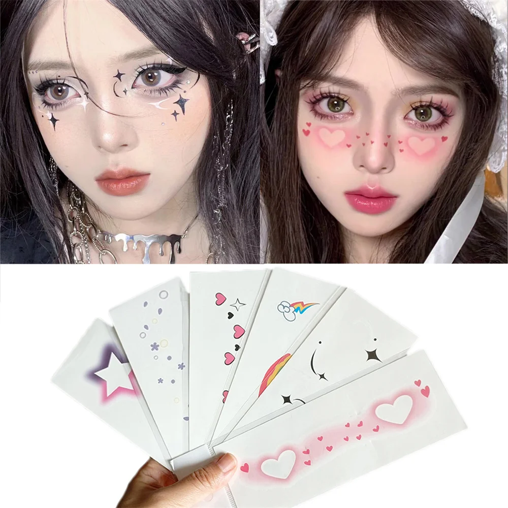 

Cute Punk Makeup Tattoo Sticker Valentine's Day Face Sticker Corner Of Eyes Sticker Love Star Set Face Art Тату tatuajes tatto