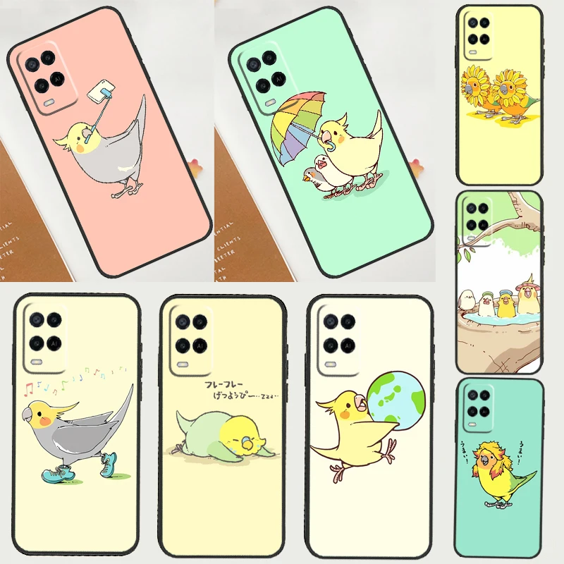 Chubby Cockatiel Parrot Bird Case For OPPO A15 A16 A52 A72 A54 A74 A94 A3S A5S A83 A91 A93 A5 A9 A31 A53 2020 Cover