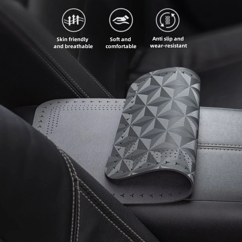 Leather Car Armrest Mat Universal Interior Auto Armrests Box Mats Dust-proof Waterproof Cushion For tesla model 3 model X Y S