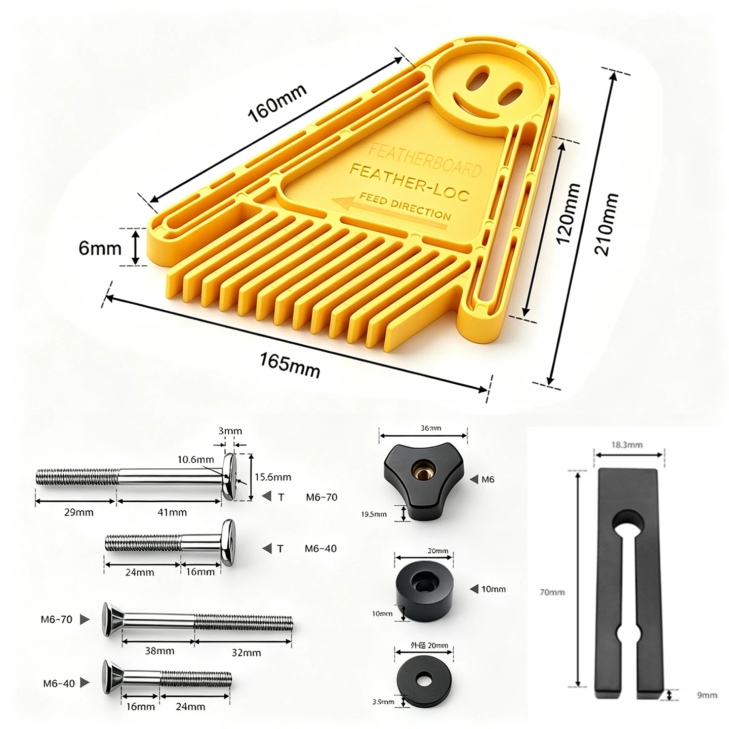 Multi-purpose Feather Loc Board Double Featherboards Miter Gauge Slot Woodworking Tools for Engraving Machine Circular Saw Table view 6