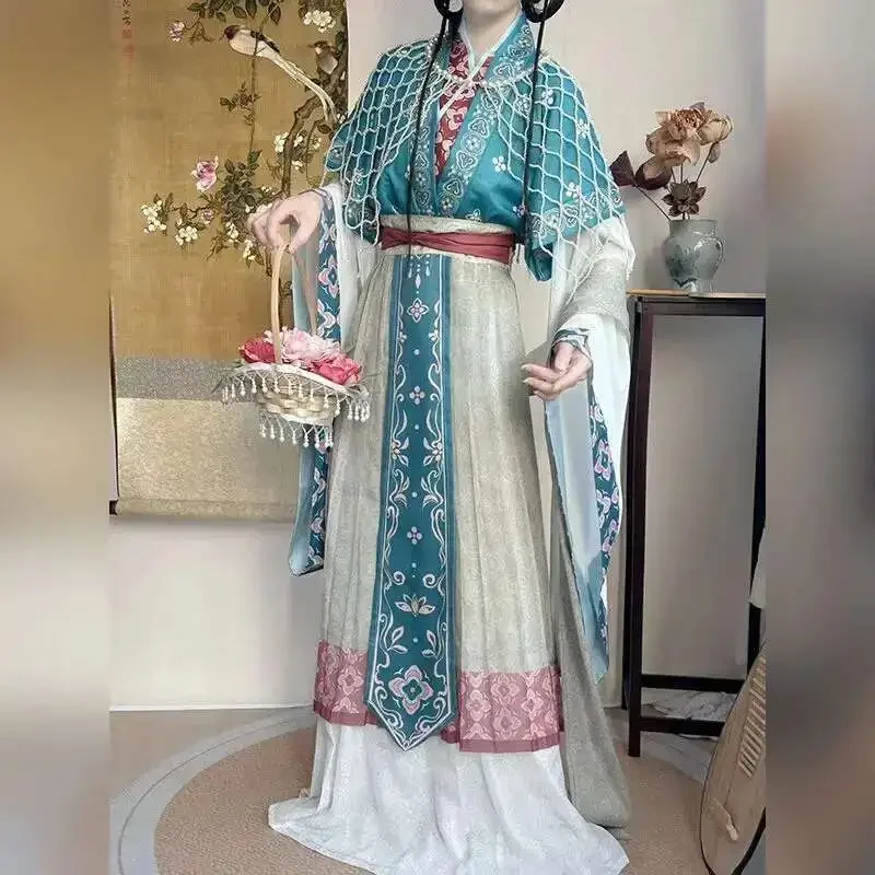 مجموعة NewHua Bai [Xuan Feng] Wei Jin Style استعادة خالدة Hanfu تحسين الإناث الملابس التقليدية الخريف/الشتاء