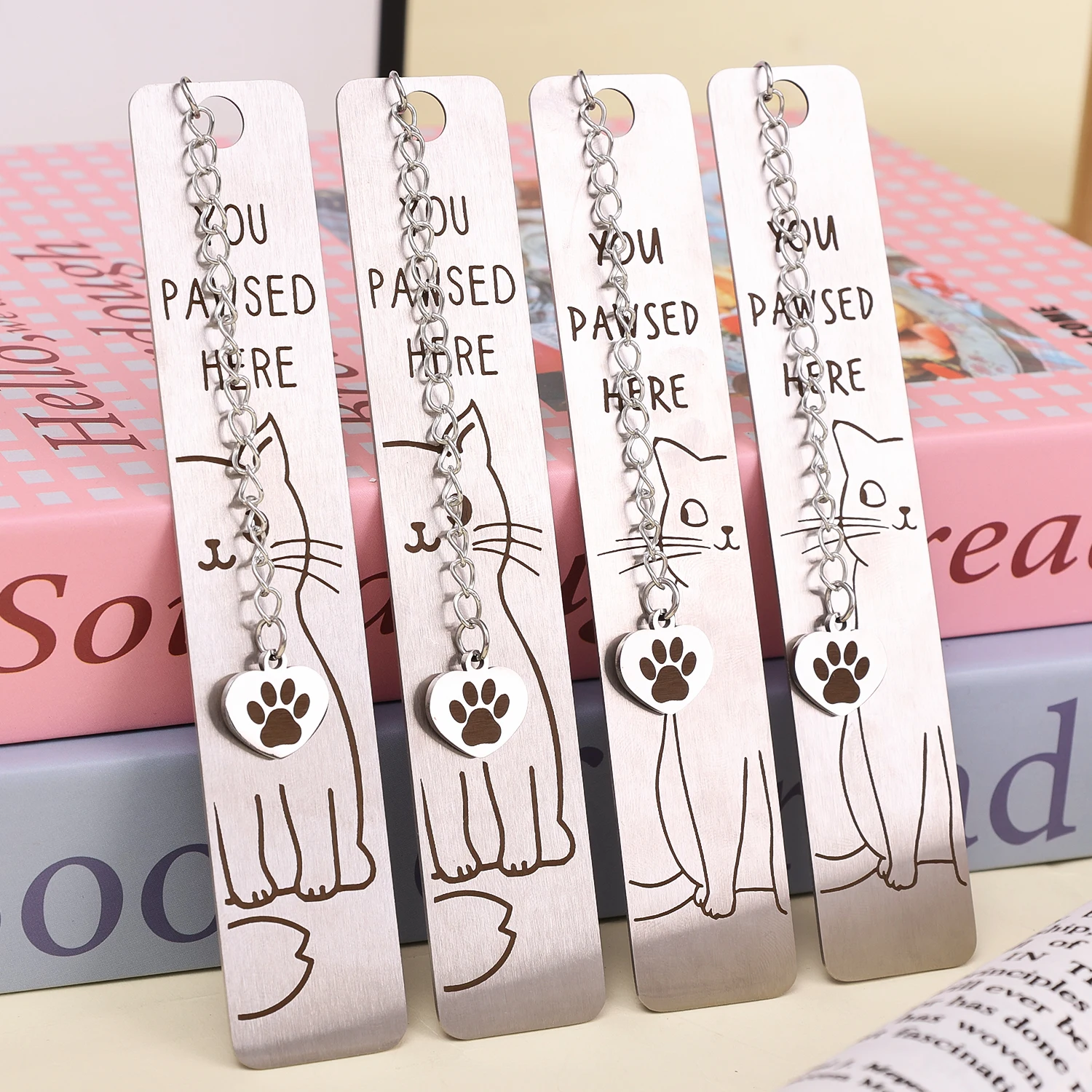 Stainless Steel Metal Cat Shaped Bookmark For Home Office Reading Writing Book Mark Books Page Divider Student Stationary