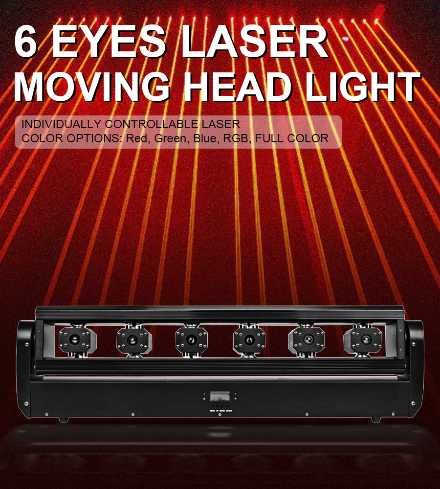 6X500mW Moving Head Laser Strahl Licht Voll Farbe RGB 3in1Projektor DMX512 DJ Beleuchtung Für Bühne Party disco Weihnachten Hochzeit Mus – Detail 1
